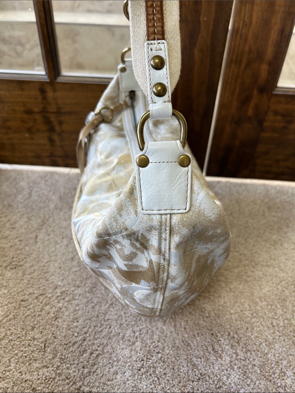 Coach Ivory Metallic Patterned Hobo Shoulder Bag - Picture 4 of 13